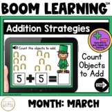 Addition Strategies: Count Objects to Add Boom Cards™: March