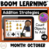 Addition Strategies: Count Objects to Add Boom Cards™: October