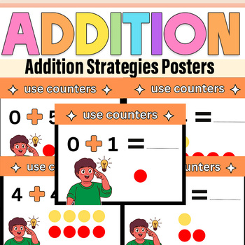 Preview of Addition Strategies Math  Posters | 1st Grade Math Addition Use Counters