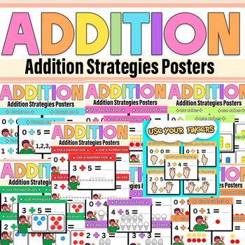 Preview of Addition Strategies Math Posters Kindergarten and First Grade Bundle