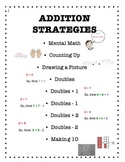 Addition Strategies Poster or Reference in a Student Math Folder