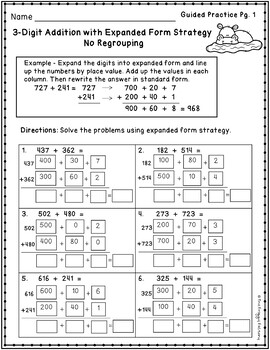 addition strategies worksheets addition expanded form bundle tpt