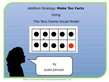 Preview of Addition Strategy: Make Ten Facts Using Tens Frame Visual Model