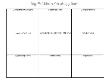 Addition Strategy Mat by Lightbulb Moments | TPT