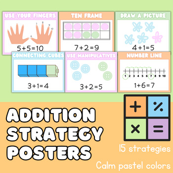 Preview of Addition Strategy Posters Math Anchor Charts 1st Grade Math Strategies
