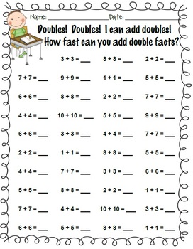Preview of Addition Facts Strategy Practice: Doubles, Double - 1, Doubles + 1