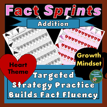 Preview of Addition Strategy Practice For Fact Fluency with A Valentine's Day Heart Theme