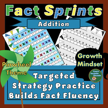 Preview of Addition Strategy Practice For Fact Fluency with Pinwheel Theme: 10-page sample