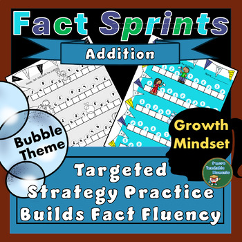 Preview of Addition Strategy Practice For Fact Fluency with Summer Bubbles Theme