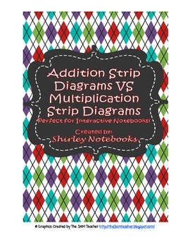 Preview of Addition Strip Diagram VS Multiplication Strip Diagram Interactive Notebook