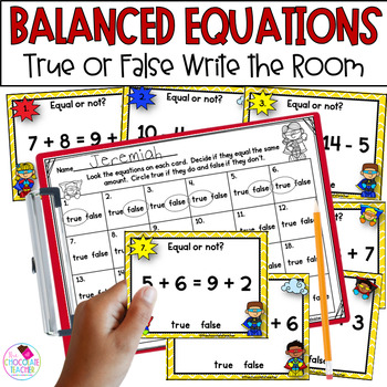 Preview of Balancing Equations - Equal Sign - 1st Grade Math - Write the Room