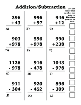 Addition & Subtraction (3/4 digit by 3/2 digit) by Raymac Designs