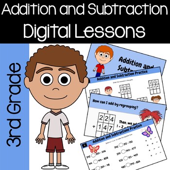 Preview of Addition & Subtraction 3rd Grade | Google Slides | Interactive Math Skills