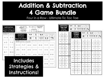 Preview of Addition & Subtraction 4 Game Bundle - 176 Games - Tic Tac Toe & Four in a Row