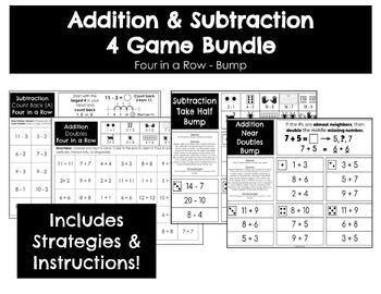 Preview of Addition & Subtraction 4 Game Bundle - 178 Games - Bump & Four in a Row