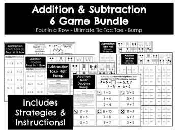 Preview of Addition & Subtraction 6 Game Bundle - 271 Games - Bump - 4 in a Row - TicTacToe
