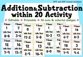 Addition & Subtraction Activity | Math Centre | Editable C