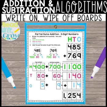 Preview of Addition & Subtraction Algorithms: Wipe On/Wipe Off Boards