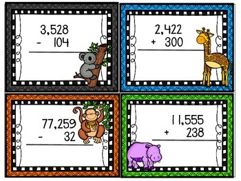 Preview of Addition & Subtraction Animal Flashcards