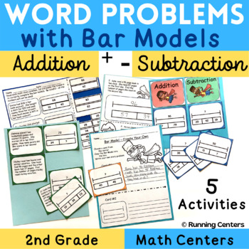 Preview of Word Problems with Bar Models Addition & Subtraction 2nd Grade Math Centers
