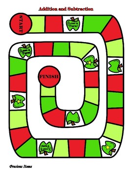 addition subtraction board game to 20 by precious items