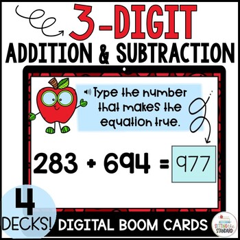 Preview of 3 Digit Addition & Subtraction with Regrouping Boom Cards