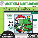 Addition & Subtraction Christmas Penguin Tree Uncover the 