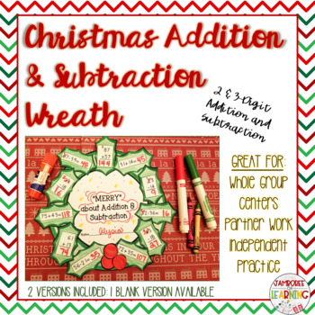 Preview of Addition & Subtraction Christmas Wreath Activity