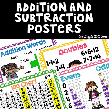 Addition And Subtraction Posters by One Giggle At A Time | TpT
