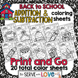 Addition & Subtraction Color Sheets 2nd & 3rd grade Back t