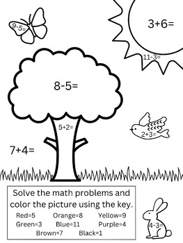 Preview of Addition & Subtraction Coloring Page