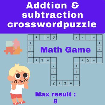 Preview of Math Activities Worksheet | Addition & Subtraction Crossword Puzzle - Math Game