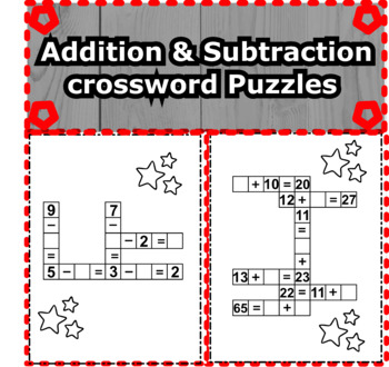 Preview of Addition &Subtraction Crossword Puzzles for 1st 2nd 3rd Graders