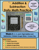 Addition & Subtraction Daily Math Practice |Week 4| Editable Slides | Answer Key