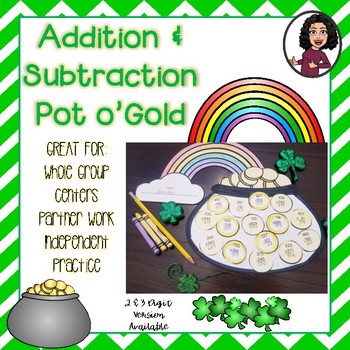 Preview of Addition & Subtraction-Decorate a Pot of Gold:St. Patrick's Day Activity