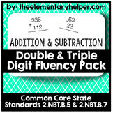 Addition & Subtraction Double & Triple Digit Fluency Pack: