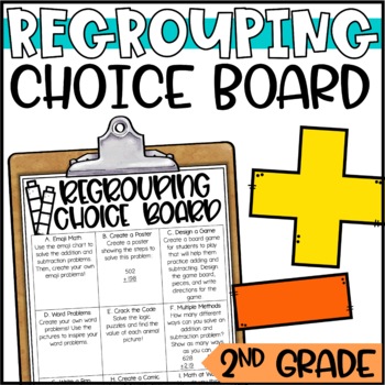 Preview of Addition & Subtraction Regrouping Choice Board and Activities