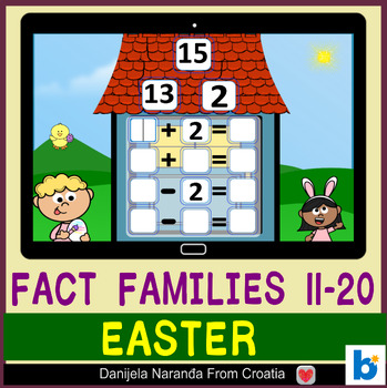 Preview of Addition Subtraction Fact Families | Easter MATH Bundle Boom ™ Cards