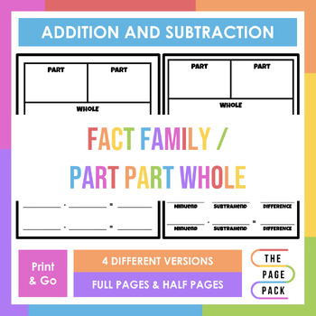 Preview of Addition & Subtraction Fact Family, Part Part Whole Strategy