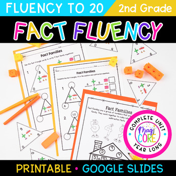 Preview of Addition & Subtraction Fact Fluency to 20 - 2nd Grade Math Worksheets Games