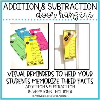 Preview of Addition & Subtraction Facts Door Hangers (0-12 Facts) Bundle