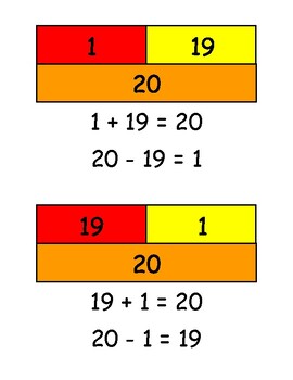 Preview of Addition & Subtraction Facts within 20 - Part Part Whole Strip Diagram Bar Model