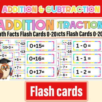 Preview of Addition & Subtraction Flash Cards 0-20|Printable Fact Strategy Flashcard Bundle
