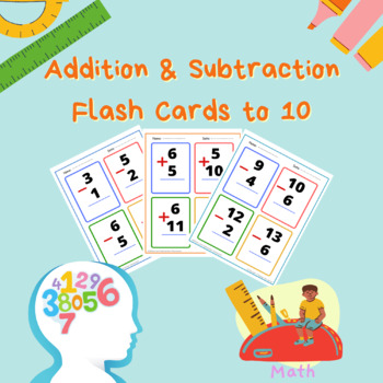 Preview of Addition & Subtraction Flash Cards to 10-Skill Drill Flash Cards