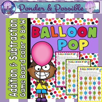 Preview of Addition & Subtraction Balloon Pop Game