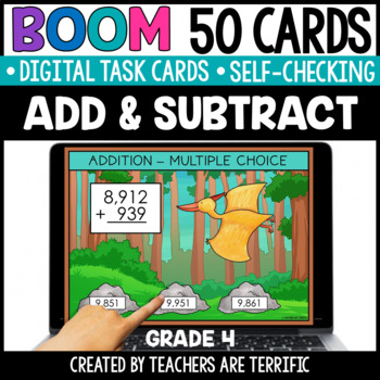 Preview of Addition & Subtraction Grade 4 Boom Cards - Digital