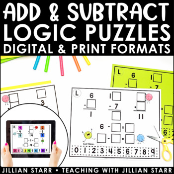 Preview of Addition & Subtraction Logic Puzzles | Digital & Print | Challenge Math Centers