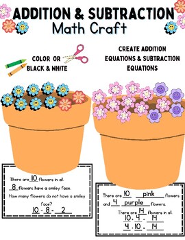 Preview of Addition + Subtraction Math Craft + Fact Families + Word Problem