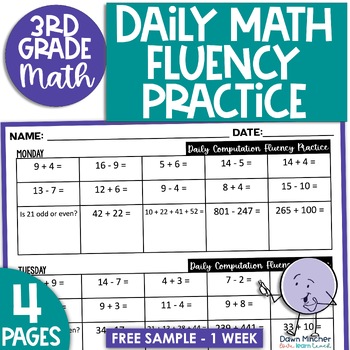 Preview of Addition & Subtraction Math Facts Fluency Computation Daily Practice 3rd Grade