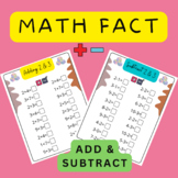 Addition Subtraction Math Facts Printable Worksheet 1 to 9